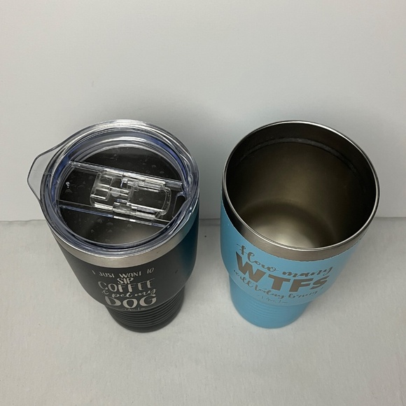 Lot of 2 Piper Lou Stainless Steel 30oz Tumblers Coffee Pet Dog WTF Will Today - Picture 2 of 6